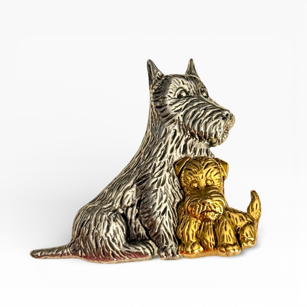 Vintage Liz Claiborne Scottie Dog Puppy Brooch‎ Two Tone Scottish Terrier